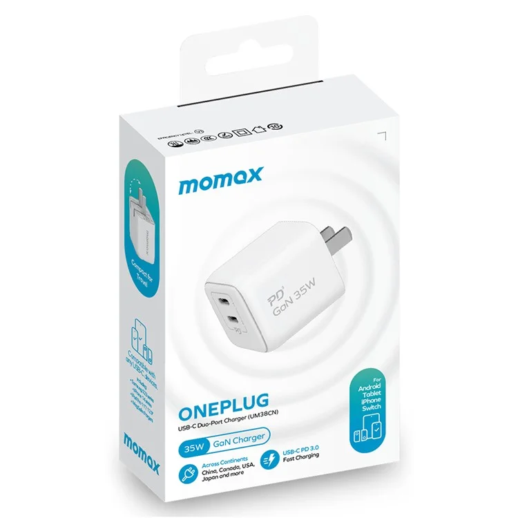 MOMAX UM38CN Gan PD 35W Schnellladegeräteadapter Dual Usb-c 
