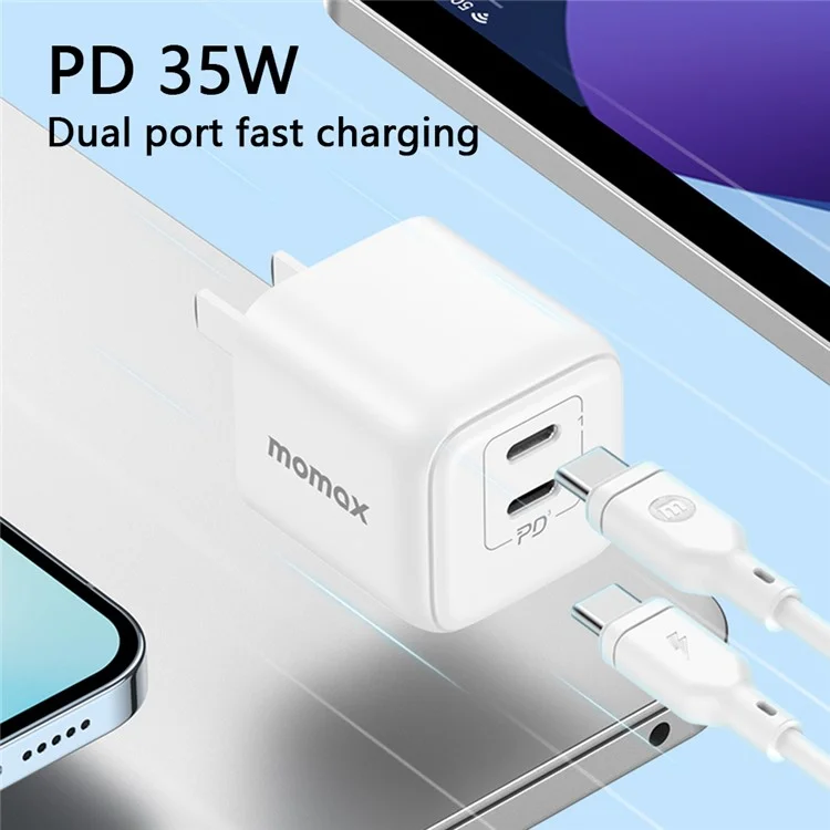 MOMAX UM38CN Gan PD 35W Schnellladegeräteadapter Dual Usb-c 