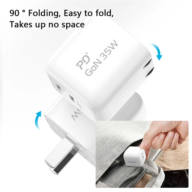 MOMAX UM38CN Gan PD 35W Schnellladegeräteadapter Dual Usb-c 
