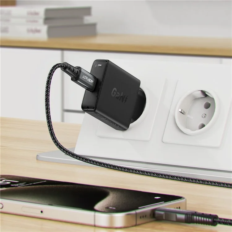 ACEFAST A65 GaN Tech PD 20W Fast Charger Type-C Ports Wall Charger Power Adapter - EU Plug