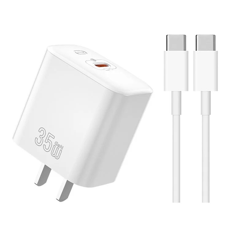 ZUZG-UC13C 35W GaN Adattatore USB-C Set Caricabatterie Rapido con Cavo Type-C a Type-C per Laptop e Telefono 