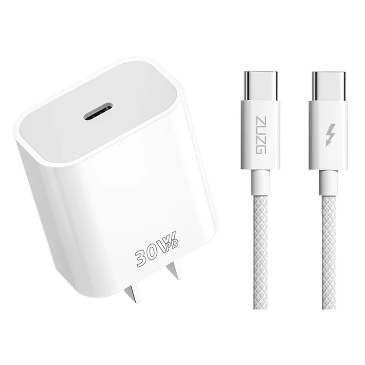 ZUZG PD30C PD 30W USB-C Fast Charger Set con cavo USB-C a USB-C da 1m per la serie iPhone 15