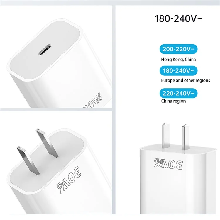ZUZG PD30C PD 30W USB-C Fast Charger Set con cavo USB-C a USB-C da 1m per la serie iPhone 15