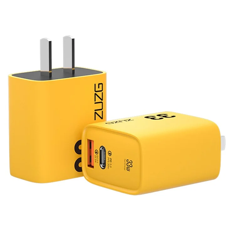 Сетевое зарядное устройство ZUZG ZC-UC12 PD 33 Вт Type-C + USB, PC+ABS, для быстрой зарядки телефонов и ноутбуков, со штекером CN