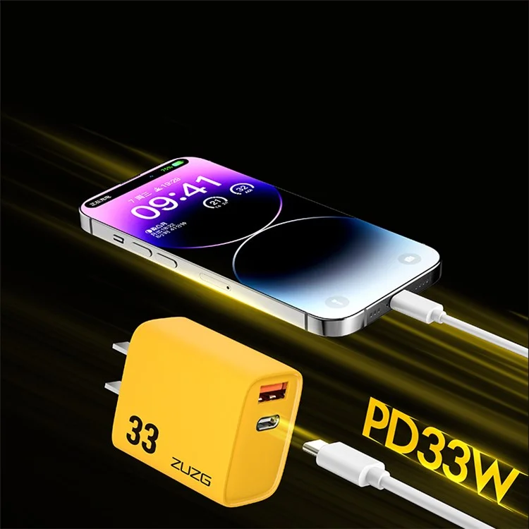 Сетевое зарядное устройство ZUZG ZC-UC12 PD 33 Вт Type-C + USB, PC+ABS, для быстрой зарядки телефонов и ноутбуков, со штекером CN