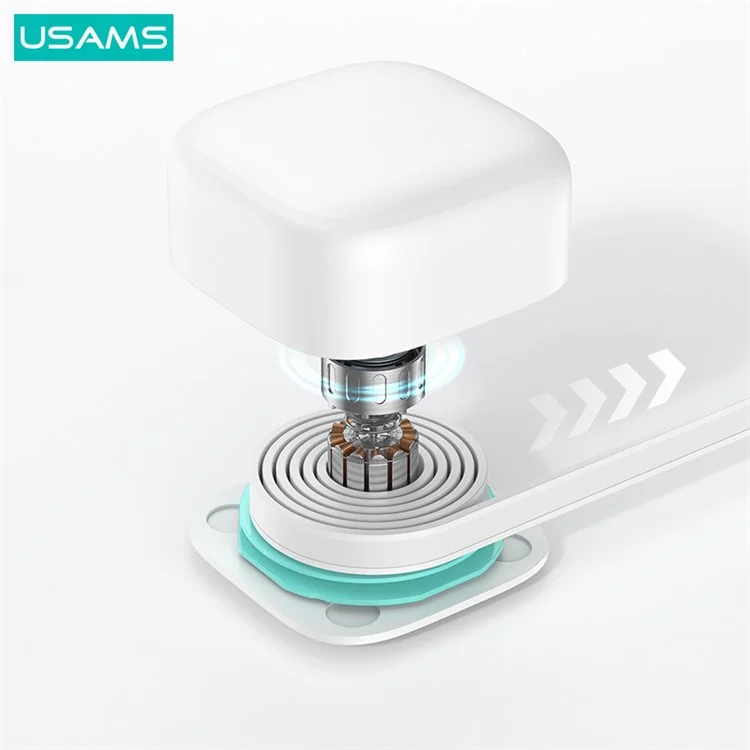 USAMS USAMS US-CC212 XMF Series PD 35W GaN Cargador Rápido Con Módulo de Cable Retráctil Magnético de 8 Pines, Enchufe CN CN - Blanco