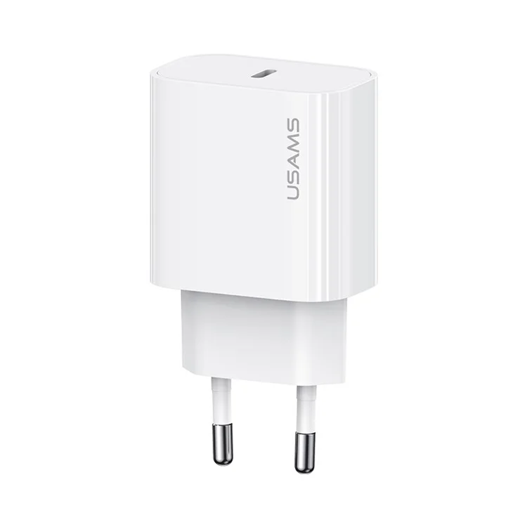 USAMS CC226 T65 PD 20W Fast Charger Power Adapter for iPhone 8-15, EU Plug