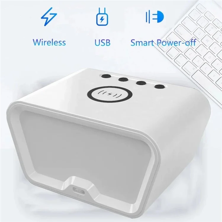 CPEF-127 Réveil Numérique sans Fil avec Chargeur Wireless 15W, Affichage de la Température pour la Chambre - Noir