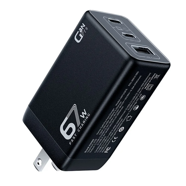 XUNDD XDCH-065 67W Carregador de GaN de GaN de GaN Usb-a+2xtype-c Adaptador de Energia - Plugue Nos Eua