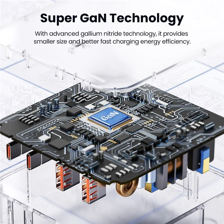 TOOCKI 2 Type-c + 2 USB-A PD 67W Adaptateur de Charge Rapide Charger de Bureau Gan - Noir / Plug