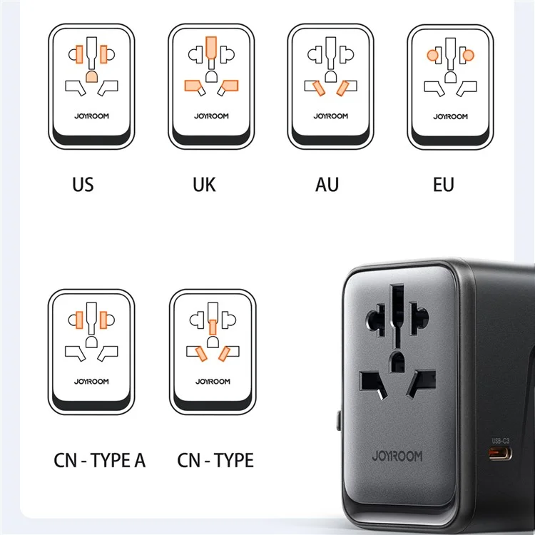 JOYROOM JR-TCW02 65W Fast Charging 2 USB+3 Type-C Built-in Fuse Travel Charger Converter