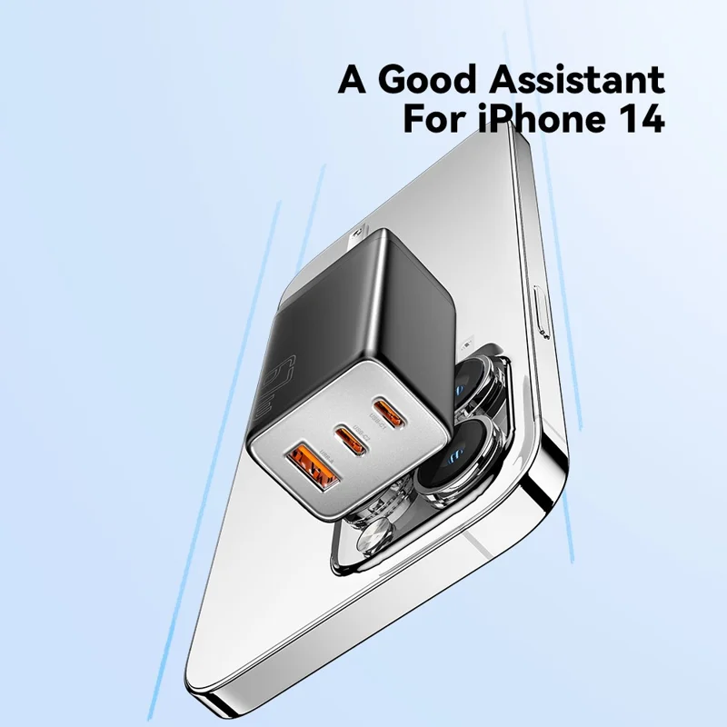 ESSAGER 67W High Power GaN Travel Adapter USB-A + 2 Type-C Portable Wall Charger - US Plug / White