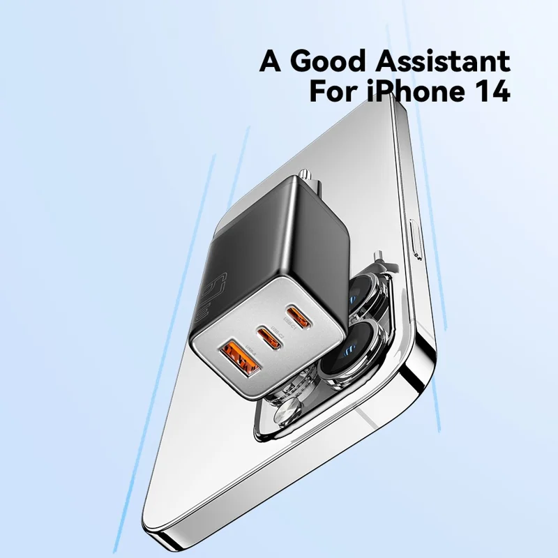 ESSAGER 67W High Power GaN Travel Adapter USB-A + 2 Type-C Portable Wall Charger - KR Plug / White