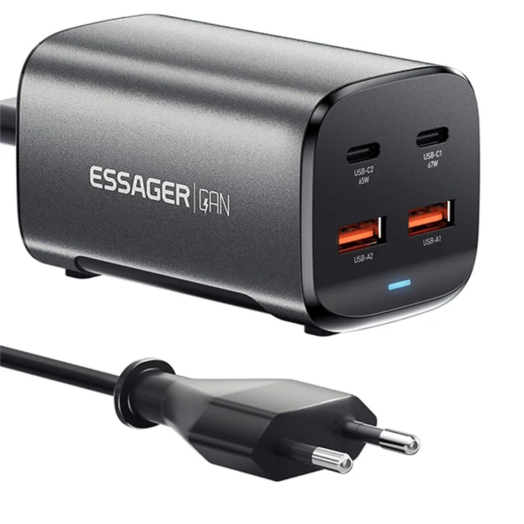 ESSAGER 67W GaN Power Adapter 2 USB + 2 Type-C Портативное настольное зарядное устройство - Вилка KR