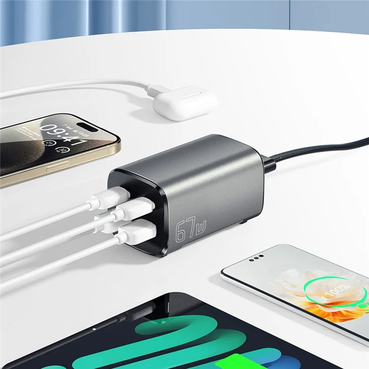 ESSAGER 67W GaN Power Adapter 2 USB + 2 Type-C Портативное настольное зарядное устройство - Вилка KR