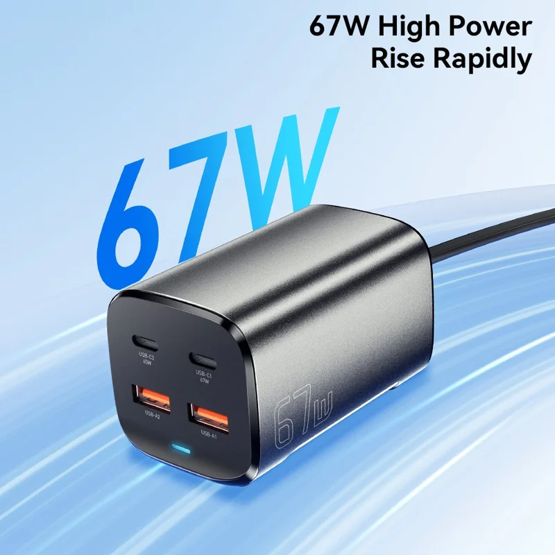ESSAGER 67W GaN Power Adapter 2 USB + 2 Type-C Portable Desktop Charger - US Plug