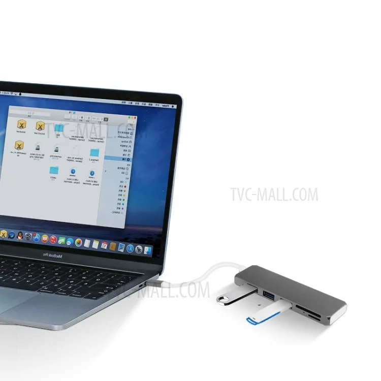 Tipo-C A USB3.0x3 + USB3.1 (PD) + SD + Micro SD Converter Adapter