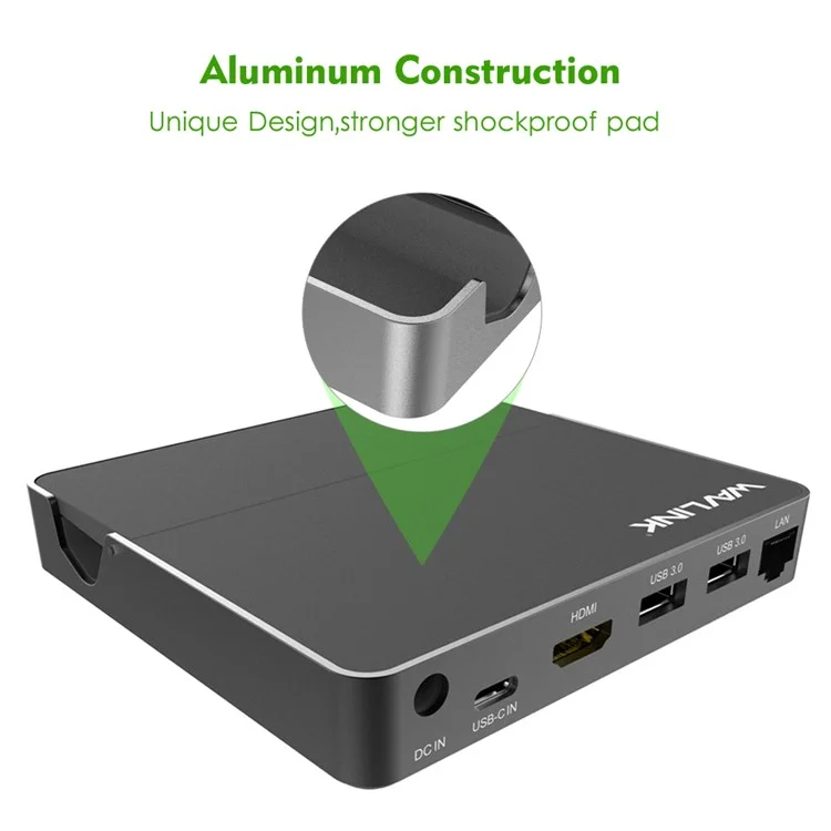 WAVLINK UHP3D01G 4K HD Docking Station Gigabit Ethernet USB 3.0 Multi-function Hub - EU Plug