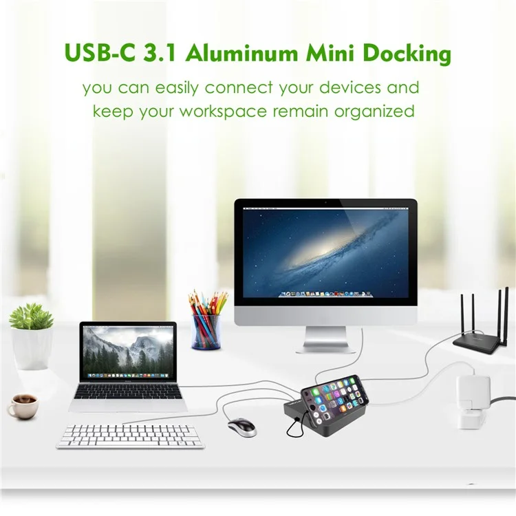 WAVLINK UHP3D01G 4K HD Docking Station Gigabit Ethernet USB 3.0 Multi-function Hub - EU Plug