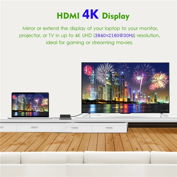 WAVLINK UHP3D01G 4K HD Docking Station Gigabit Ethernet USB 3.0 Multi-function Hub - EU Plug