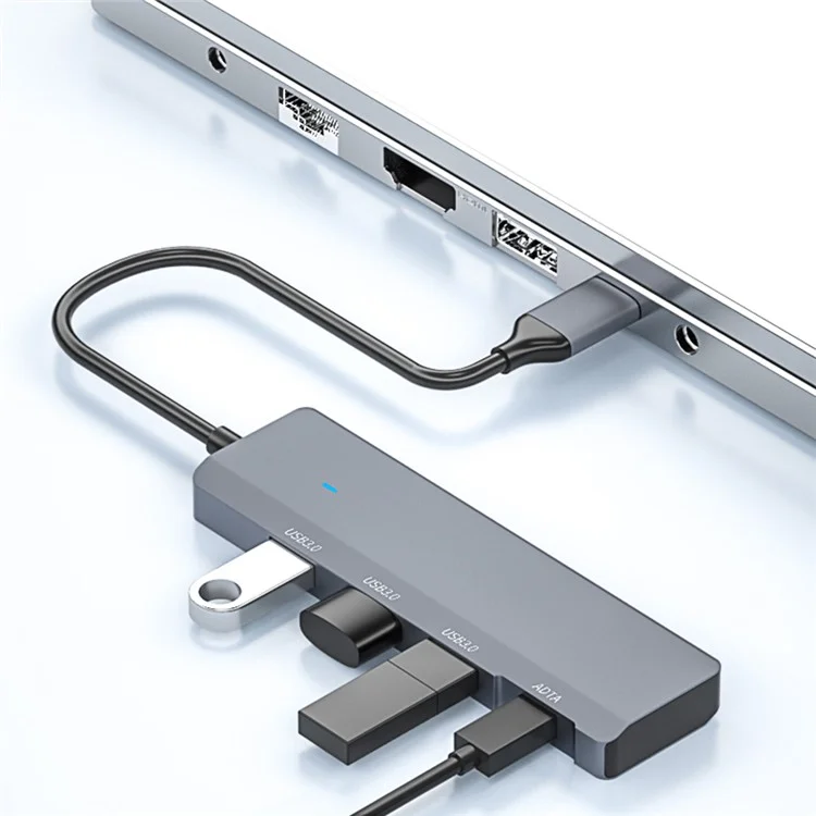 ADS-309C USB-C a Tipo-C + 3x Concentrador Divisor USB 3.0 Estación de Acoplamiento para Computadora con Cable de 13 cm