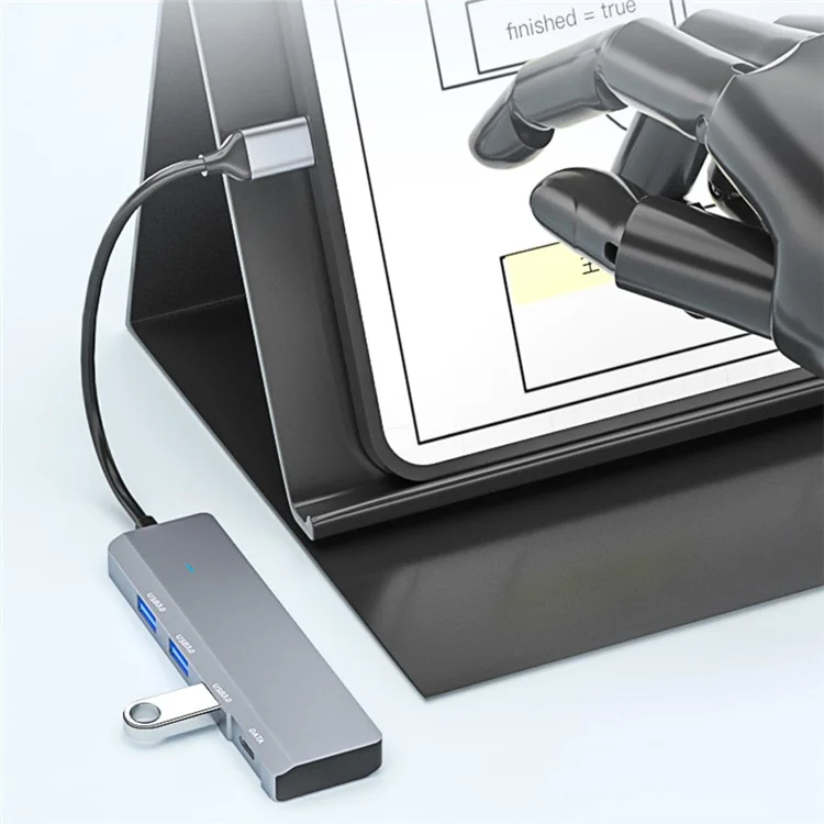 ADS-309C USB-C a Tipo-C + 3x Concentrador Divisor USB 3.0 Estación de Acoplamiento para Computadora con Cable de 13 cm