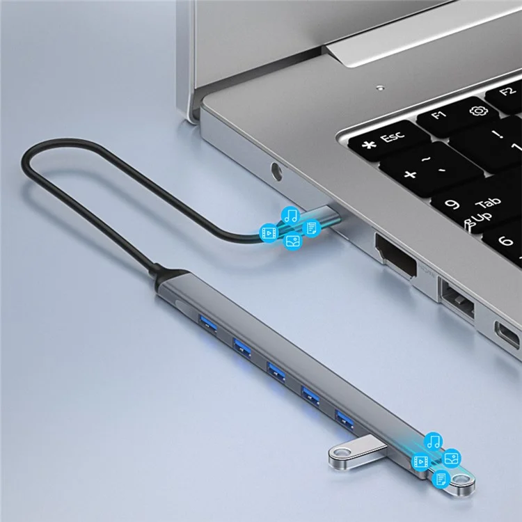 Док-станция ADS-303C Type-C, USB 3.0 разветвитель для ноутбука / планшета / ПК, 7-портовый USB-хаб