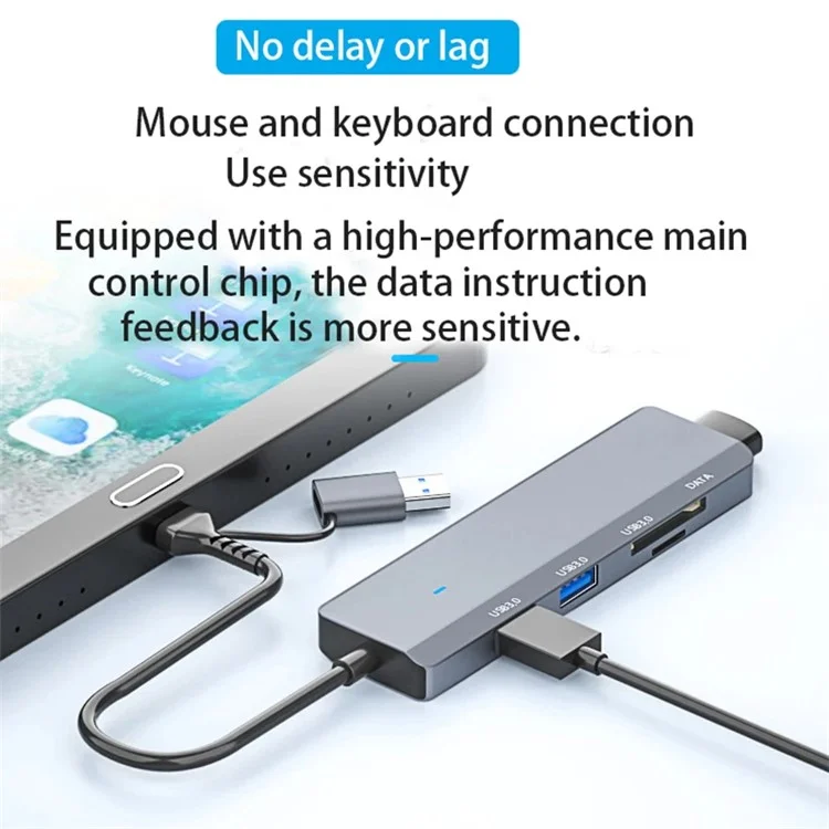 ADS-310D 2-in-1 Type-C + USB-A a 3x USB 3.0 Hub Splitter con slot per schede SD / TF