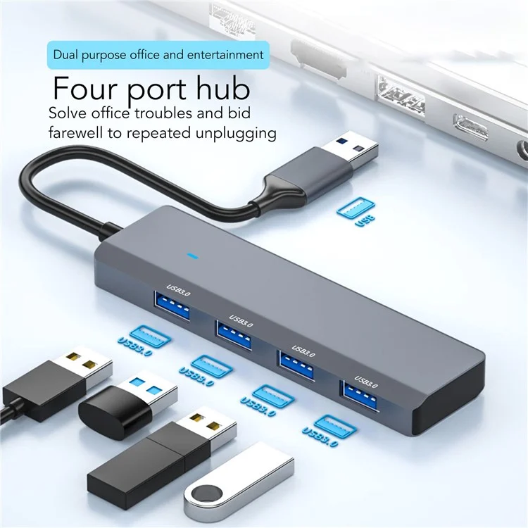 ADS-305A USB to 4 X USB3.0 Docking Station USB Hub Aluminum Alloy Adapter