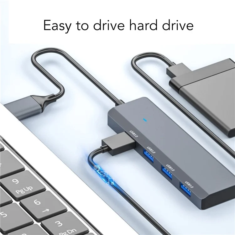 ADS-305A USB to 4 X USB3.0 Docking Station USB Hub Aluminum Alloy Adapter