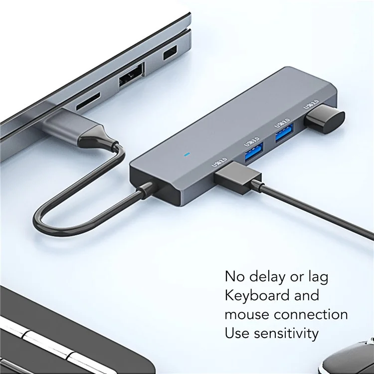 ADS-305A USB to 4 X USB3.0 Docking Station USB Hub Aluminum Alloy Adapter