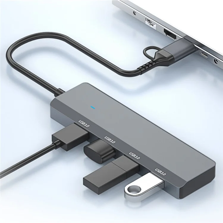 ADS-305D USB / Type-C zu 4 USB3.0 Ports Dockingstation USB Hub Aluminiumlegierung Computer Laptop Adapter