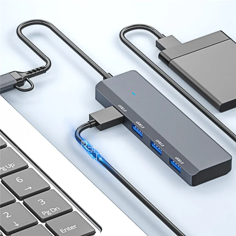 ADS-305D USB / Type-C zu 4 USB3.0 Ports Dockingstation USB Hub Aluminiumlegierung Computer Laptop Adapter