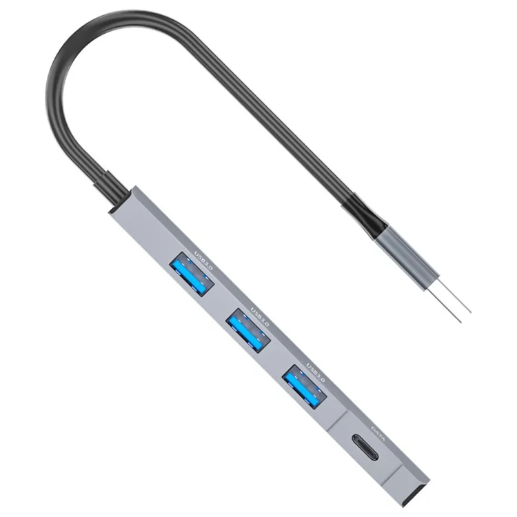 ADS-309A USB auf 3 USB3.0 + 1 Typ-C-Datentransfer-Dockingstation USB-Hub Aluminiumlegierung-Adapter