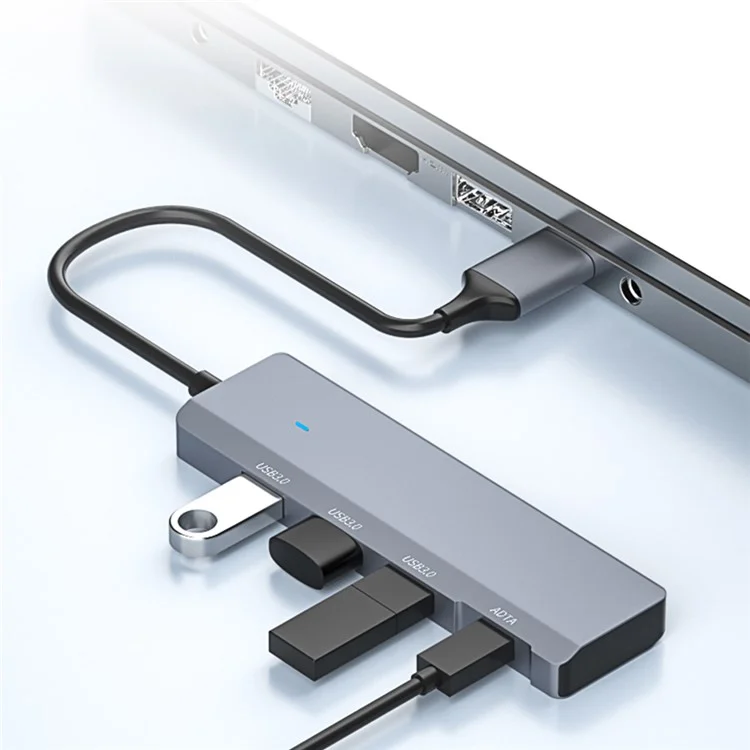 ADS-309A USB auf 3 USB3.0 + 1 Typ-C-Datentransfer-Dockingstation USB-Hub Aluminiumlegierung-Adapter