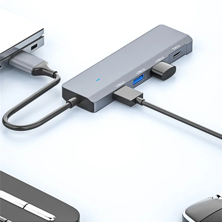 ADS-309A USB auf 3 USB3.0 + 1 Typ-C-Datentransfer-Dockingstation USB-Hub Aluminiumlegierung-Adapter