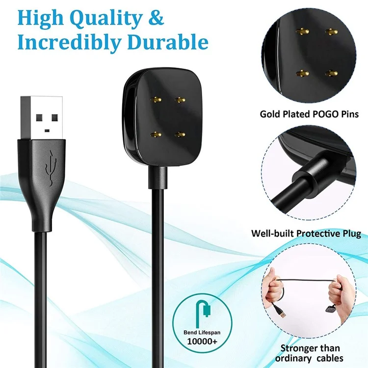 Bulk Purchasing For Fitbit Versa 3 / Versa 4 / Sense / Sense 2 Smart Watch Magnetic Charger 1m USB Charging Dock
