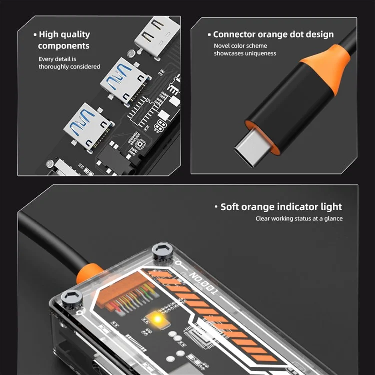 SW6V USB-C Expansion Hub to PD 3.0 100W+HD Output+VGA+USB 3.0+USB 2.0+3.5mm Audio Port