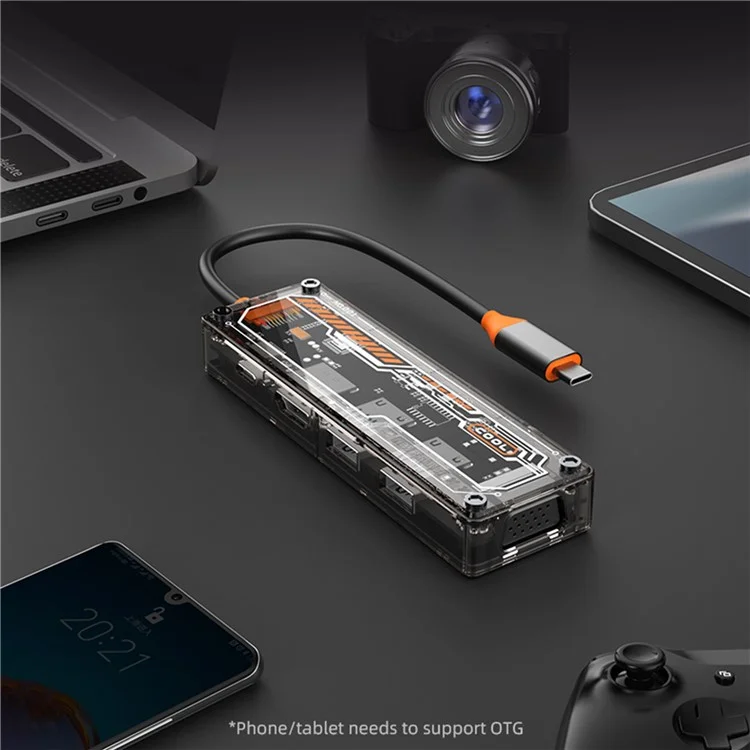 SW6V USB-C Expansion Hub to PD 3.0 100W+HD Output+VGA+USB 3.0+USB 2.0+3.5mm Audio Port