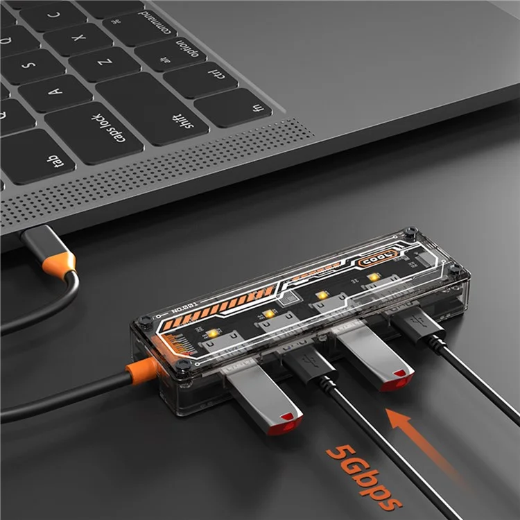 SW4U-A USB Expansion Hub Data Transmission Adapter with 4xUSB 3.0+1xUSB-C