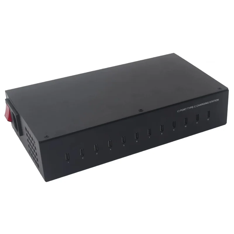 12-Port Type-C Desktop Charger 20W Fast Charging Station for Cellphone / Tablet / Laptop - EU Plug