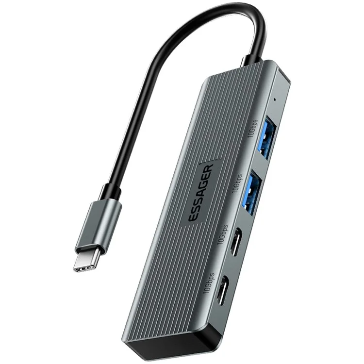 ESSAGER EHB2C2A-HT0G-P Hub Tipo-C com 2 X USB + 2 Portas USB-C para Laptop Computer