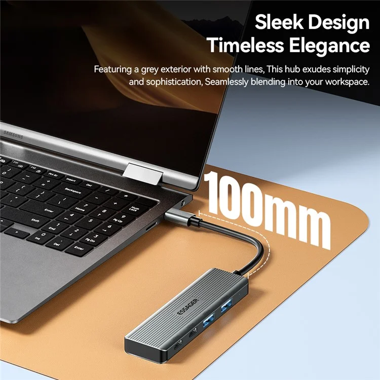 ESSAGER EHB2C2A-HT0G-P Hub Tipo-C com 2 X USB + 2 Portas USB-C para Laptop Computer