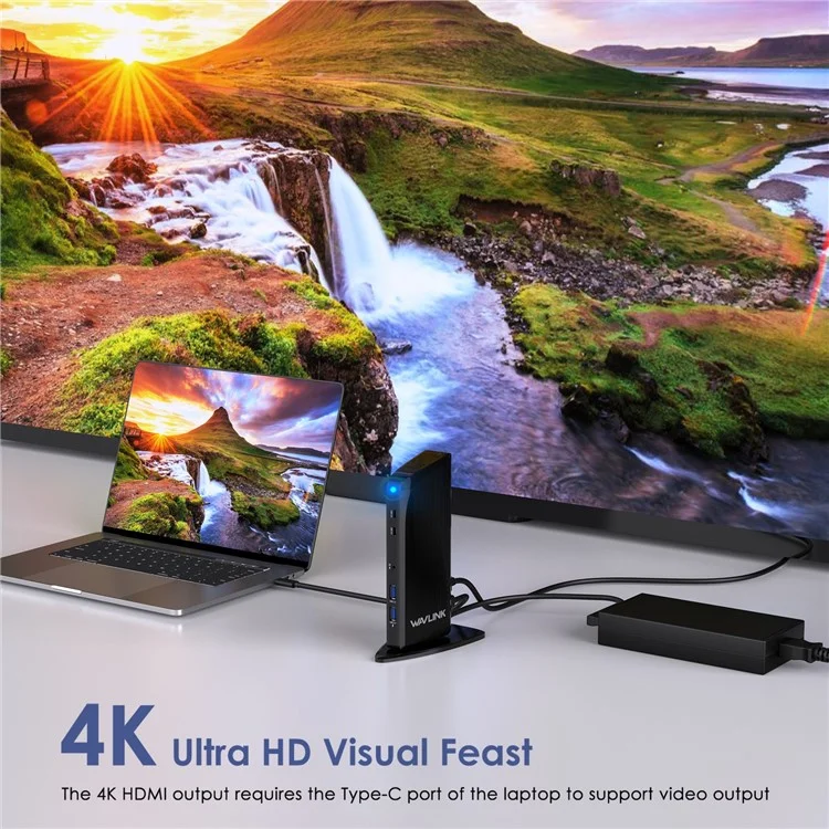 WAVLINK UG39PD1 13-in-1 USB C Docking Station Triple Monitors 4K HD Compatible for Windows / Mac OS - US Plug