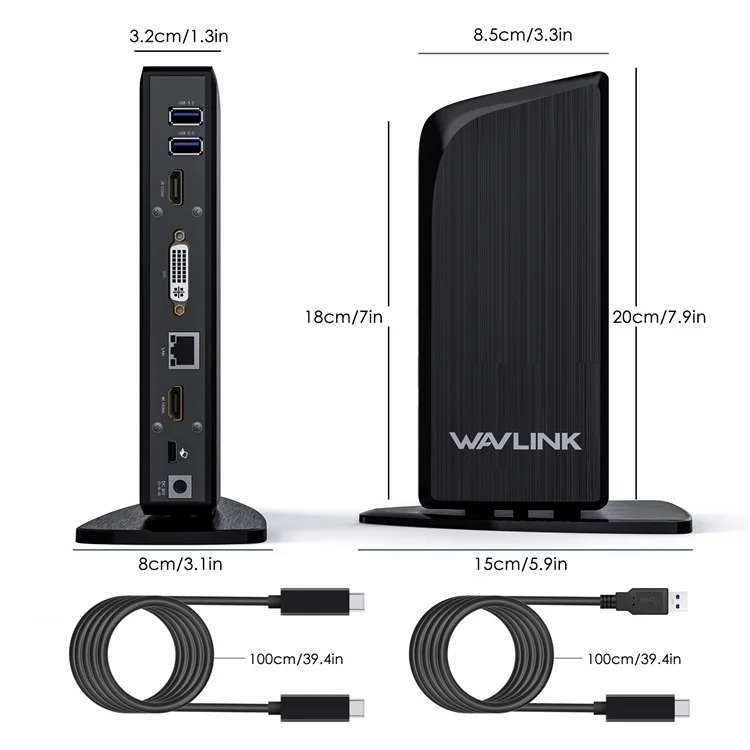 WAVLINK UG39PD1 13-in-1 USB C Docking Station Triple Monitors 4K HD Compatible for Windows / Mac OS - US Plug