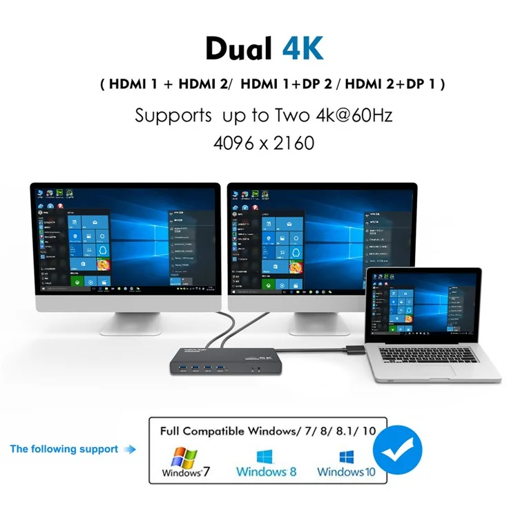 WAVLINK UG69PD6 USB-C Dual 4K Laptop Docking Station 5K / 60Hz HD Displaylink 65 / 100W PD Charging for Windows Mac OS - US Plug