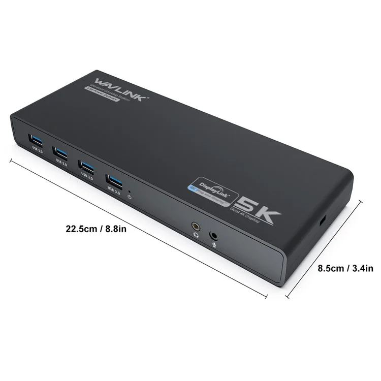 WAVLINK UG69PD6 USB-C Dual 4K Laptop Docking Station 5K / 60Hz HD Displaylink 65 / 100W PD Charging for Windows Mac OS - US Plug