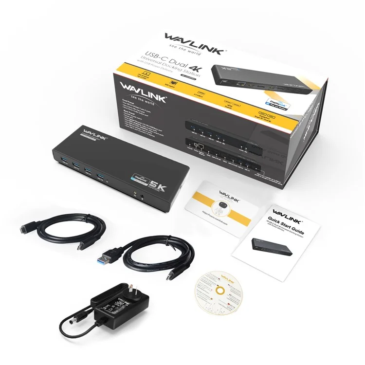 WAVLINK UG69PD6 USB-C Dual 4K Laptop Docking Station 5K / 60Hz HD Displaylink 65 / 100W PD Charging for Windows Mac OS - US Plug