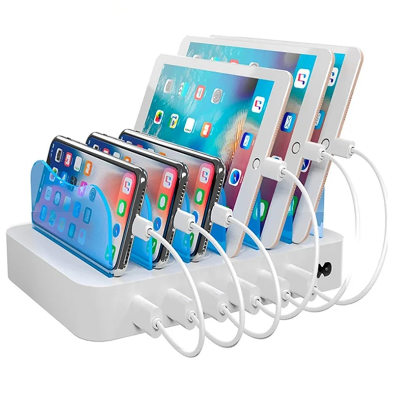 MIQ-101 50W Charging Station 6 USB Ports Desktop Charger with Detachable Baffle - US Plug
