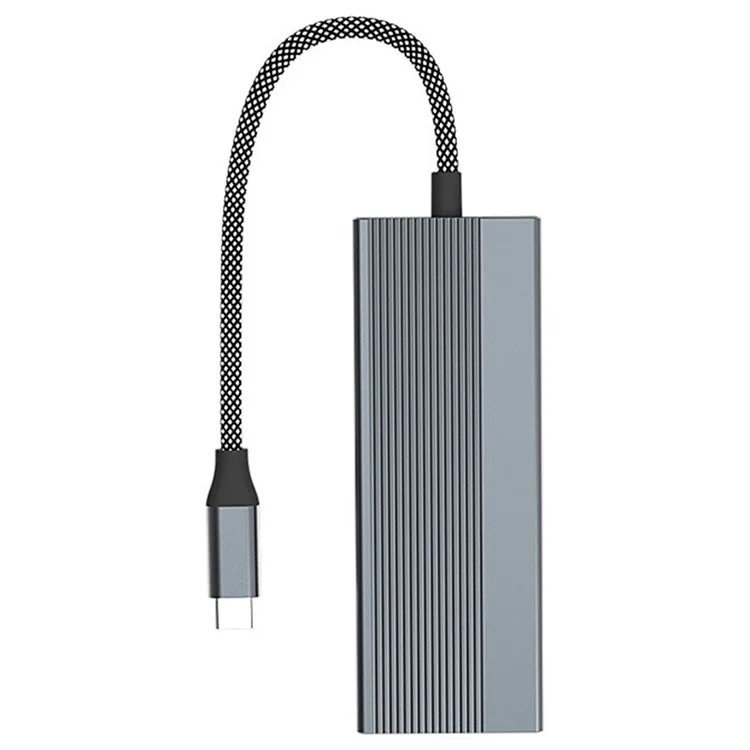 Station D'amarrage en Alliage en Aluminium de Type-C 8 en 1 Station D'accueil en Alliage, 4K HD + RJ45 + USB-C + 2 USB 3.0 + TF / Lecteur de Carte SD
